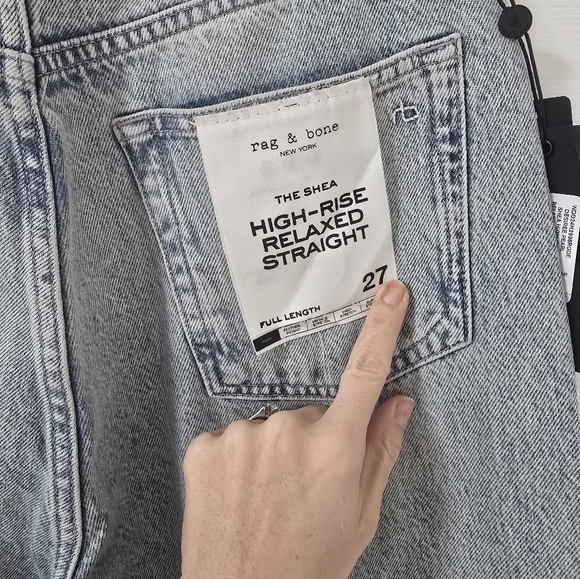 Rag & Bone The Shea High Rise Relaxed Pearl Embellished Jeans New Size 27 - Picture 12 of 15